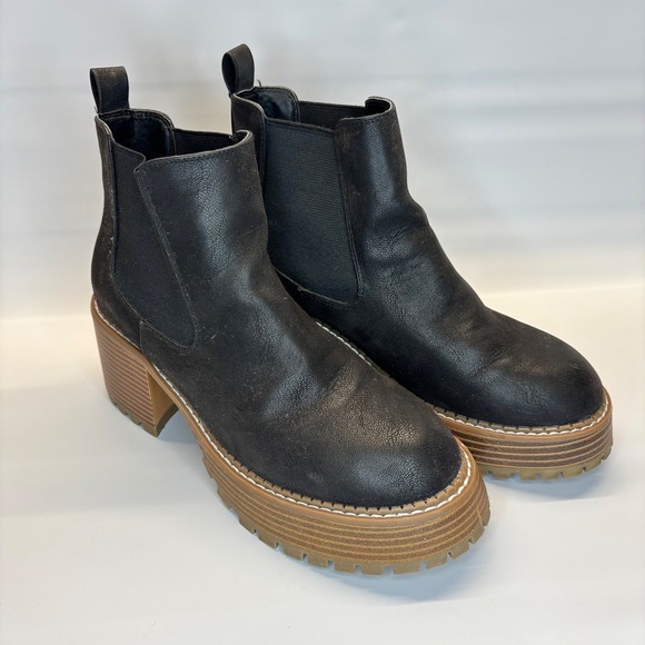 Altar'd State Ensley Platform Chelsea Boots Block Heel Lug Sole Black Size 6.5 - Picture 3 of 14